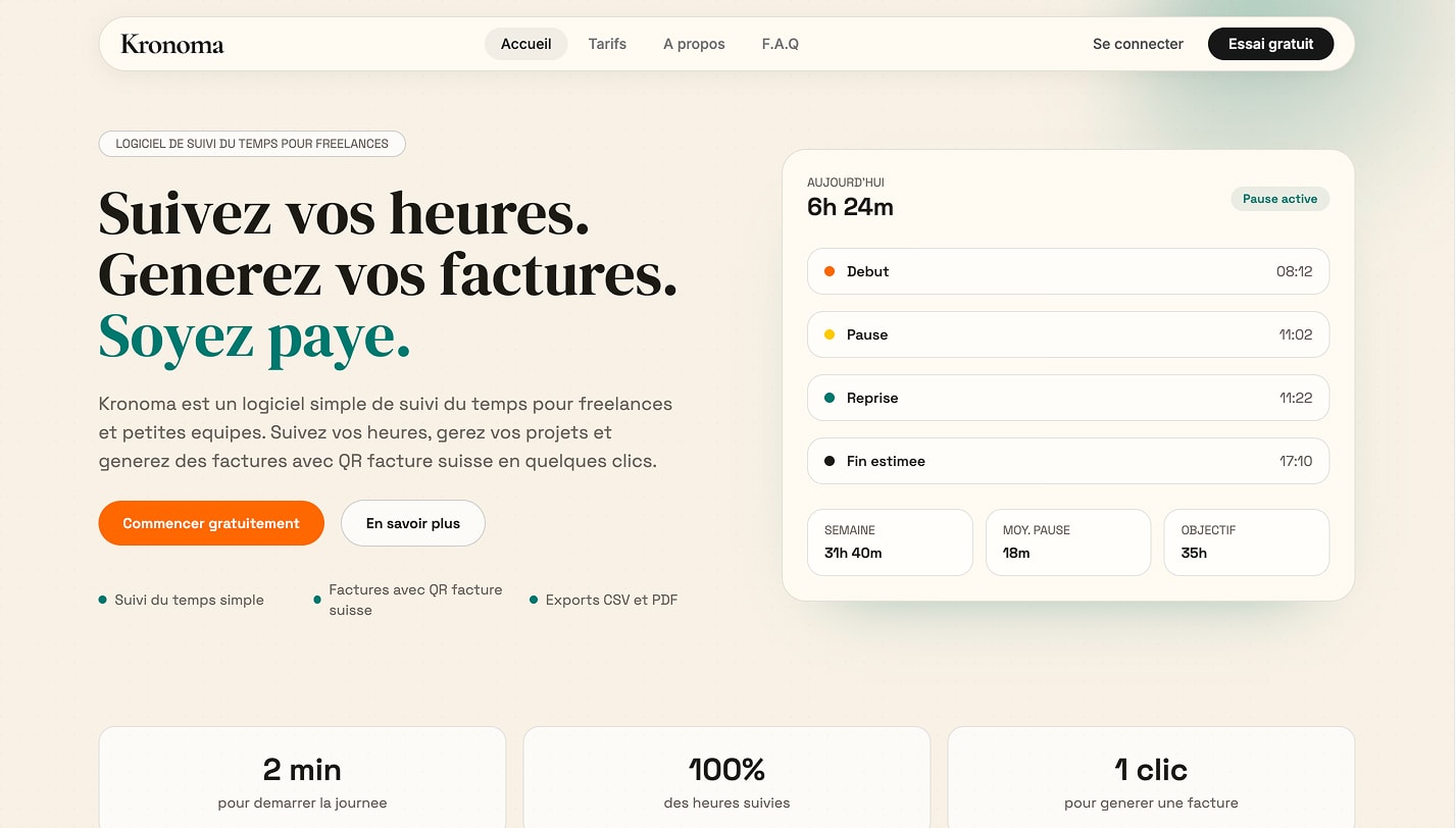 Capture du projet Kronoma
