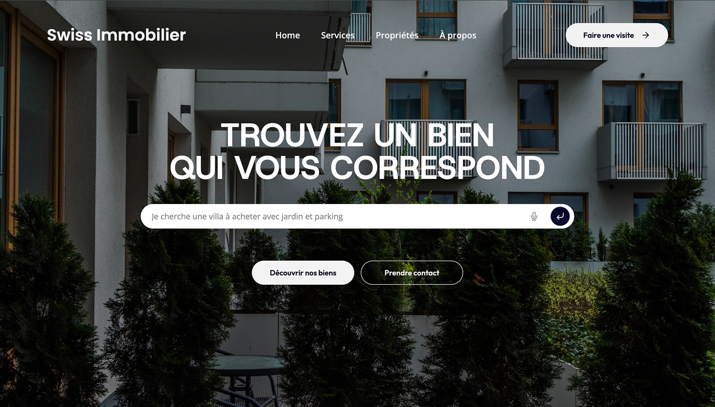 Capture du projet Swiss immobilier